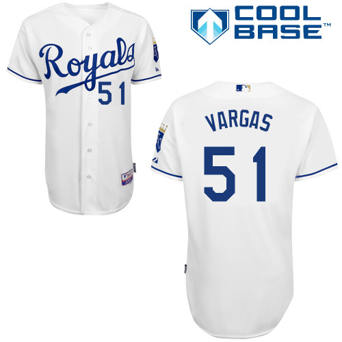 Jason Vargas #51 MLB Jersey-Kansas City Royals Men's Authentic Home White Cool Base Baseball Jersey